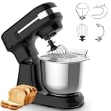 AMZSTAN 350W Stand Mixer, 12-Speed Tilt-Head Kitchen Mixer with 5.5QT & 4.5QT Stainless Steel Bowls, Dough Mixer for Bread, Cake, Cookies and Pastry Making, Dishwasher Safe,Black