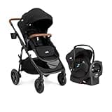 Joie Baby, Ginger and Rue Travel System – 4-in-1 Travel System with Lightweight Baby Car Seat and an Included Anti-Rebound Base for Easy Install and Height-Adjustable Stroller (Shale Dark)
