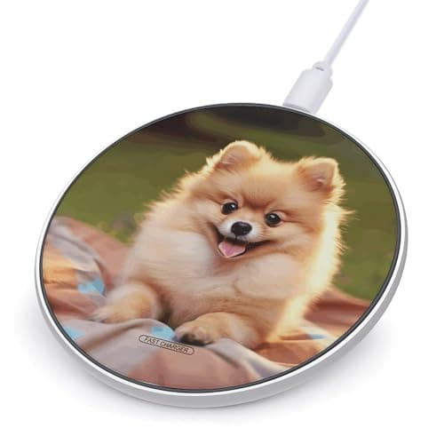 Pomeranian Wireless Charger with Aluminum Alloy Frame Qi Certified Fast Wireless Charging Pad 10W Charging Station Portable Phone Charger for All Wireless Charging Phone