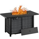 Shintenchi Propane Fire Pits 43″ Outdoor Gas Fire Pit, 50,000 BTU Rectangle Gas Fire Pit Table with Lava Rocks, 2-in-1 Fire Table with Removable Lid, CSA-Certified for Outside Patio,Parties,Backyard