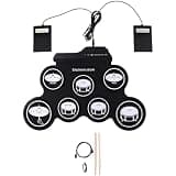 Electronic Drum Set, 7 Pad Roll-Up Drum Kit with Dual Pedal, Silicone Pad, Headphone Jack, USB Power, Portable Musical Instrument Practice Kit for Young Musicians, 16.9 x 12.2 in