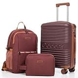 Cobens Carry on Luggage 22x14x9 Airline Approved, Suitcases with Wheels Hardshell, Lightweight Hardside Luggage Set with TSA Lock, 20Inch Burgundy Carry on Suitcase
