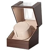 Racokky Watch Winder for Automatic Watches, Anti-Magnetic Single Watch Winder Box for Rolex, Luxury Wooden Case, Quiet Japanese Motor, Soft Velvet Pillow, Battery or Type-C, Premium Gift for Men