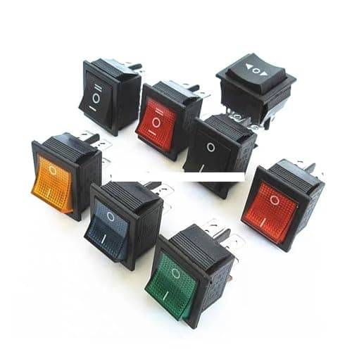 2pc Rocker Switch Power Switch Boat 3 Position 6Pin Button Latching with Lamp Light KCD4 31x25mm On-Off-on DIY Switches