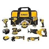 DEWALT 20V MAX 5Ah, Brushless 9 Power Tools with Battery, Charger, Drill, Impact Driver, Reciprocating Saw, Circular Saw, Oscillating Tool, Grinder, Orbit Sander, Impact Wrench, Flashlight (DCK921P1)