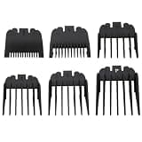 HOTIOGA Clipper Guards Set Compatible for Wxhl 5 Star Balding/ 5 Star Legend,Black Combs Clipper Guides Replacement - 1/16" to 1/2", 6 Piece Set