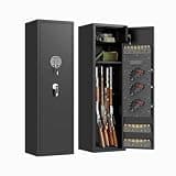 57" High Large Capacity Mechanical Gun Safe for Rifles & Handguns, Digital Password Lock, Built-In Independent Lock Box, Adjustable Shelves, Pre-Assembled No Assembly Required