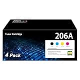 TUDOLP 206A Toner Cartridges 4 Pack(with Chip) Replacement for HP 206A Toner Color LaserJ Pro MFP M283fdw M283cdw for Color LaserJ Pro MFP M255dw M283fdw M283cdw M255nw Ink Printer