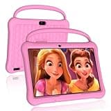NEWISION 10 inch Android Tablet for Kids, Tabletas with Handheld 64GB,Parental Control,Kids App Pre-Installed, Educational Toddler Tablets WiFi, Bluetooth, 6000mAh, Dual Camera(Pink)