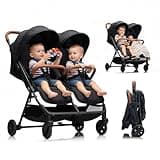 YHZUS Twin Stroller for 2 Kids,30.5" Wide Side-by-Side Double Stroller with Independent Recline & 5-Point Harness, Ultra-Lightweight 25lbs,UPF 50+ Canopy, All-Terrain Wheels, Fits Doorways & Disney