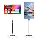 24"/27"/32" Portable Smart Tv On Wheels with Remote Control Touch Screen Monitor 4+64gb/8+128gb Built-in 5-8h Battery Full Swivel Rotation 8mp/13mp Webcam(32in,8+128GB(1080P))
