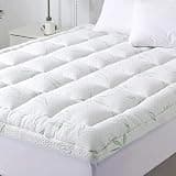 WhatsBedding Mattress Topper Queen, Soft Pillow Top Mattress Topper with Deep Pocket Fits 8–21 Inch,7D Spiral Fiber Filling, Bamboo Viscose Air Layer Queen Mattress Topper.