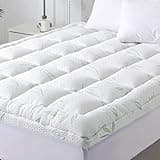 WhatsBedding Mattress Topper Queen, Soft Pillow Top Mattress Topper with Deep Pocket Fits 8–21 Inch,7D Spiral Fiber Filling, Bamboo Viscose Air Layer Queen Mattress Topper.
