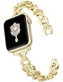 TOYOUTHS Celtic Bracelet Compatible with Apple Watch Bands 42/41/40/38mm Women, Dressy Chain Stainless Steel Metal Jewelry Link Strap for iWatch Series 11 10 9 8 7 6 5 4 SE 3 2 1, Gold