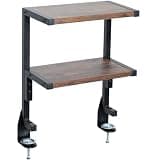 VIVO Clamp-on 13 inch Above or Below Desk 2-Tier Shelving Unit for Table Accessories, Gaming Devices, and More, Storage Tray, Desktop Organizer, Rustic Vintage Brown, STAND-SHELF2C-N