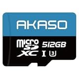 AKASO 512GB microSDXC U3 Memory Card with Adapter - Up to 100MB/s, UHS-I C10, U3, Full HD, 4K UHD, MicroSD Card