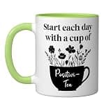 Have Cup of Positivi-Tea Mug Positive Quote Work Positivity Ceramic Mug, Light Green/White, 11oz