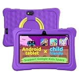 aiprotablet Kids Tablet, 7 inch Android Tablet for Kids, 6GB+32GB 1TB Expand, Quad-Core Toddler Tablets with Case, BT, WiFi, Parental Control, Games, Dual Camera (Purple)
