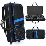 BOSSTIN DJ Controller Case with Wheels Compatible with DDJ FLX10 /1000 /FLX6 /REV7 /REV5, Rolling DJ Case for Equipment, Padded Large DJ Backpack with Multi-Pocket for Laptop, Accessories (Blue)