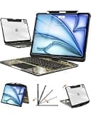 Clear Keyboard Case for iPad Air 11 inch (M4/M3/M2, 2026/2025/2024) & iPad Pro 11 inch(1st/2nd/3rd/4th) & 10.9 inch iPad Air 4/5th Gen, 7-Color Backlit Keyboard with Trackpad and 360°Rotating, Black