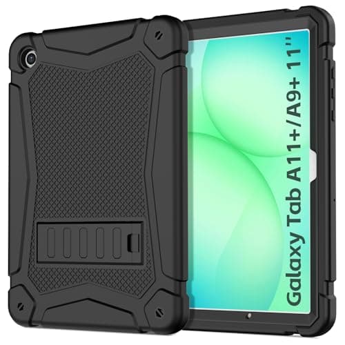 AVAWO Shockproof Case for Samsung Galaxy Tab A11 Plus 11 inch 2026 with Built-in Kickstand, 3 Layers Heavy Duty Protection Cover for Tab A9+ 10.9 2023, Black