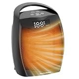 Portable Ceramic Space Heater, TMHEI 1500W Electric Portable Heaters, Digital Display with Touch Controls, Remote, Built-in Handle, Overheat and Tip-Over Protection, for Home, Bedroom, and Office