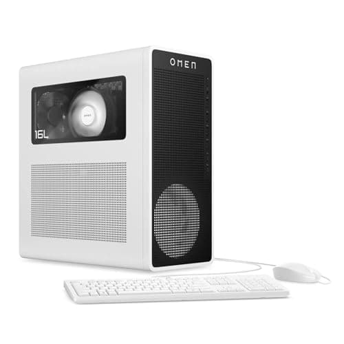 HP Omen 16L Gaming Desktop, AMD Ryzen 7 8700F, NVIDIA GeForce RTX 5060 8GB GDDR7, 32GB DDR5 RAM, 1TB SSD, Wired Keyboard & Mouse, Wi-Fi 6, Win 11, White (Renewed)