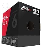 PowerNet Cable Cat6 Plenum 1000ft CMP | 550MHz 10Gbps UTP Ethernet | DSX-8000 Tested | Fire Retardant | Heavy Duty Box (White)