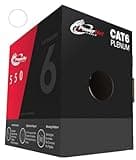 PowerNet Cable Cat6 Plenum 1000ft CMP | 550MHz 10Gbps UTP Ethernet | DSX-8000 Tested | Fire Retardant | Heavy Duty Box (White)
