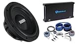 Sundown Audio SML-10 D2 Bundle: (2) 10 in 1200-Watt Peak/600-Watt RMS Shallow Subwoofers, dB15 1500-Watt RMS Mono 2 Ohm Amplifier, RWK0CU 0 AWG Copper Complete Amp Wiring Kit, 4-Items
