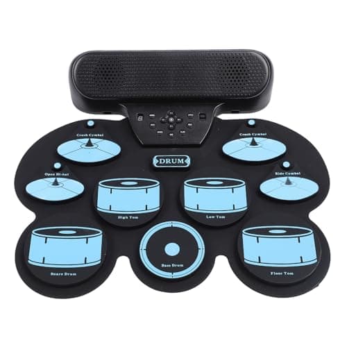 Generic Roll Up Drum Pad Dual Speakers Rechargeable Silicone Drum Set for Home, Bluetooth Connection for Music Enthusiasts