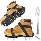 Satisure Lawn Aerator Shoes, 2.2'Heavy Duty Spike Shoes Lawn Aerating with Hook&Loop Straps, Pre-Assembled Lawn Aerator Tool, One Size Fits All Spiked Sandals for Garden Patio Grass,Yellow
