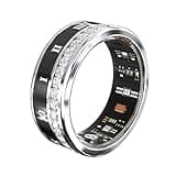 Yihou Smart Ring Health Ring Fitness Ring for Women with Diamonds Fitness Tracker with Heart Rate Sleep Monitor Pedometer Calorie for Android iOS Silvery 12#