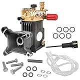 4200 PSI Pressure Washer Pump Replacement, 4.0 GPM 1'' Shaft Horizontal Triplex Plunger Pump, Heavy Duty Brass Head Power Washer Pump for Gas Pressure Washers, Easy Install Replacement Pump Assembly