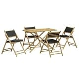KTPRTOCK 5 Piece Folding Bamboo Bistro Set Dark Gray Cushions