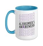 Alzheimer's Dementia Awareness Support Vintage Alzheimer's Ceramic Mug, Blue/White, 15oz