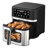 Brentwood XL 8-Quart Digital Air Fryer with Clear View Window, Touch Display, 8 Presets, 60 Minute Timer & Temp. Control (Black)