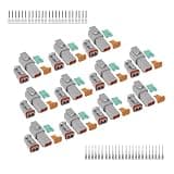 CouTunp 102PCS 2 Pin Deutsch DTP Connector Kit, Waterproof Electrical Wire Connector with Seal Plug, 12Set DT04-2P DT06-2S Male and Female Connectors with Stamped Contact, for Car,Motorcycle,Off-Road