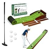 Toptoo Golf Putting Mat with Ball Return, Practice Golf Putting Green Training Aid for Indoor, Outdoor at Home, Office, Backyard with Putter and 5 Balls 9.84 ft