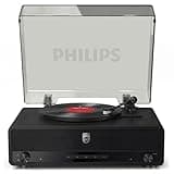 Philips Record Player, All-in-One Bluetooth Turntable with Built-in Speakers, 3-Speed Belt-Drive Vinyl Record Player, Audio-Technica Stylus, Wireless Streaming in & Out, RCA/AUX/Headphone, Auto-Stop