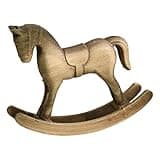 YunJove Rocking Horse Multifunction Wood Sculpture for Living Room Tabletop TV Stand Light Yellow