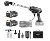 Wadaddy Portable Car Washer Accessories, 1100PSI 2.4GPM, 6-in-1 Nozzle, 10 Pressure Settings, Battery Display, for Car/Garden/Floor/Yards