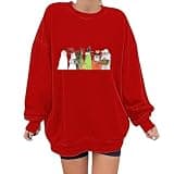 Zzalalana Women's Halloween Crewneck Sweatshirt Oversized Pullover Tops Red
