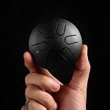 Steel Tongue Drum with Drumsticks, Mini Steel Percussion Instrument 3 Inch 6 Inch Options - Compact Hand Drum for Music Room Rehearsal Studio Practice Tabletop Setup Use (black)