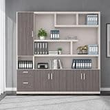 Yuetwelp Executive Wall Unit with Doors and Shelves, Modern Executive Office Wall Unit, Large Executives Bookcase and File Cabinet, Employee Information Cabinets for Home Office (79x16x79in)