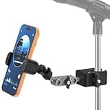 ZMHH Mic Stand Phone Holder,2-Stage Magic Arm Super Clamp Phone Clip for Microphone Stand, Flexible Adjustable iPhone Music Stands Mount for iPhone17 16 15 14 13 12 11 Galaxy Nexus LG All Smartphones
