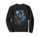 Hummingbird Moonlit Garden Bird Lover Gogh Garden Sweatshirt