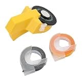 Omquot Embossing Label Printer, Efficient Manual Label Printer for Home and Office with Adhesive Tapes, Ideal for Scrapbooking and DIY Projects (Yellow)