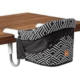 MTWML Portable High Chair for Table,Hook On High Chair that Attaches to Table,Space Saver Clip On Counter Seat for Baby,Easy Clean Baby Feeding Clamp Seat with Carry Bag for Travel(Stripe-Black)
