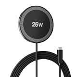 25W Magnetic Wireless Charger: Fast Charging Pad for iPhone 17 16 15 14 13 12 Pro Max, Samsung Galaxy S26 S25, Google Pixel 10, AirPods-Slim Portable for Travel Bedside Office-Black 1 Pack